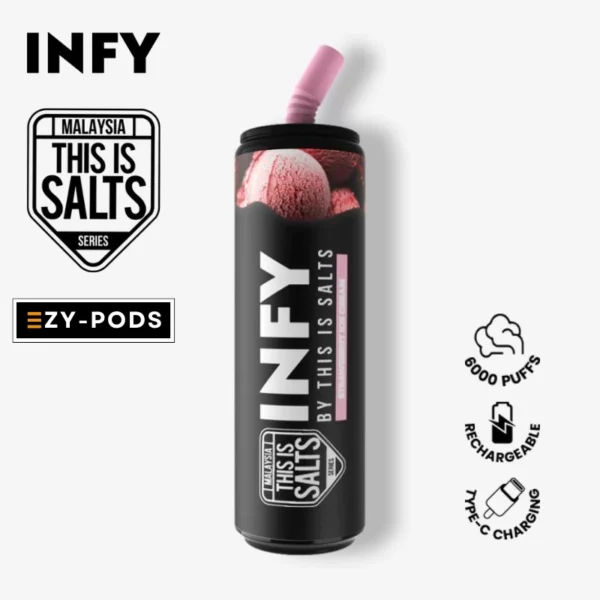 Infy 6000 คำ กลิ่น Strawberry Ice Cream พอตใช้แล้วทิ้ง