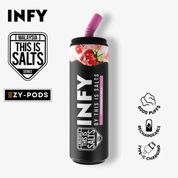 Infy 6000 คำ กลิ่น Strawberry Milk พอตใช้แล้วทิ้ง
