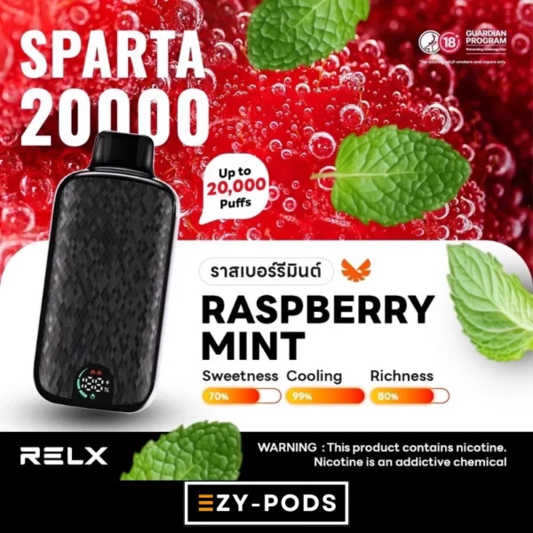 RELX Sparta 20000 คำ พอตใช้แล้วทิ้ง กลิ่น Raspberry Mint