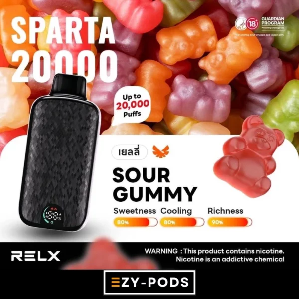 RELX Sparta 20000 คำ พอตใช้แล้วทิ้ง กลิ่น Sour Gummy