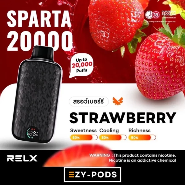 RELX Sparta 20000 คำ พอตใช้แล้วทิ้ง กลิ่น Strawberry