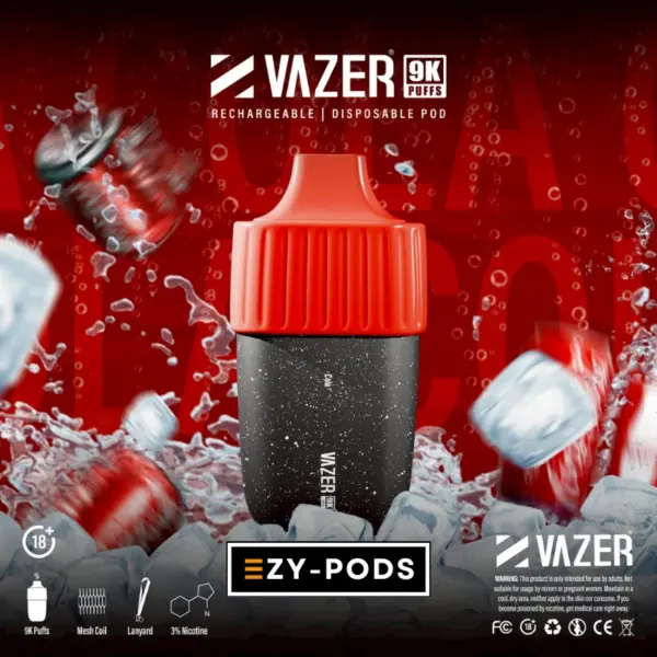 Vazer 9K พอตใช้แล้วทิ้งนิโคติน 3% กลิ่น Cola