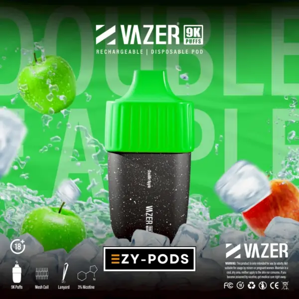 Vazer 9K พอตใช้แล้วทิ้งนิโคติน 3% กลิ่น Double Apple