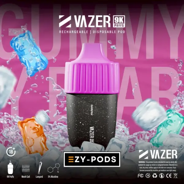 Vazer 9K พอตใช้แล้วทิ้งนิโคติน 3% กลิ่น Gummy Bear