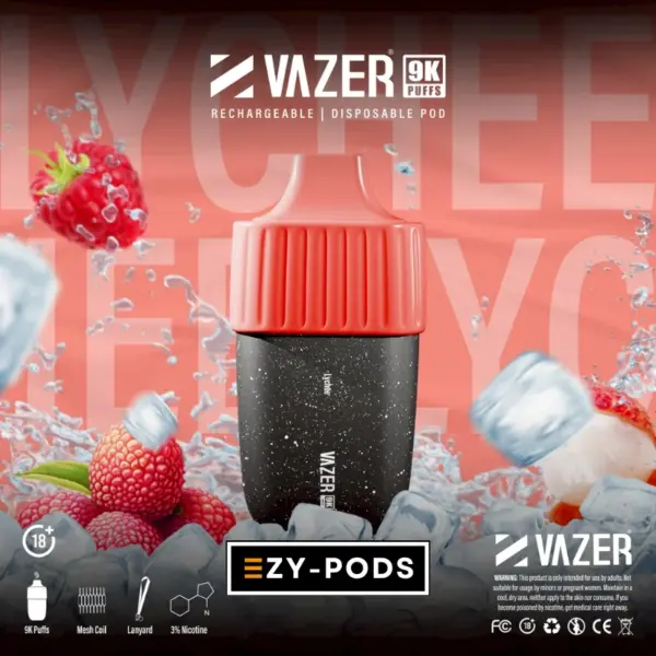 Vazer 9K พอตใช้แล้วทิ้งนิโคติน 3% กลิ่น Lychee
