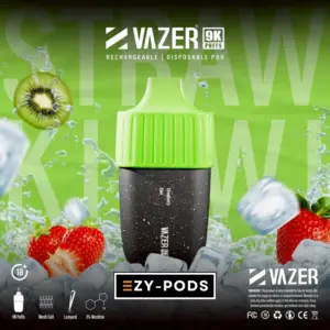 Vazer 9K พอตใช้แล้วทิ้งนิโคติน 3% กลิ่น Strawberry Kiwi