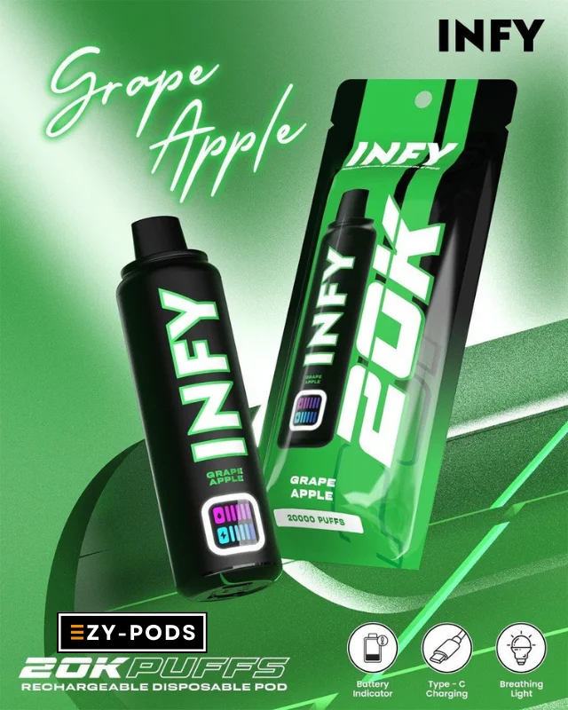 Infy 20k พอตใช้แล้วทิ้ง 20000 คำ กลิ่น Grape Apple
