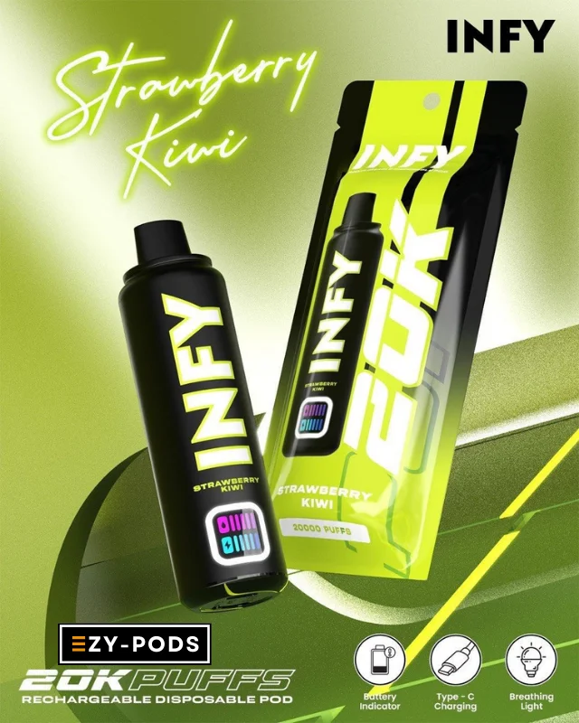 Infy 20k พอตใช้แล้วทิ้ง 20000 คำ กลิ่น Strawberry Kiwi