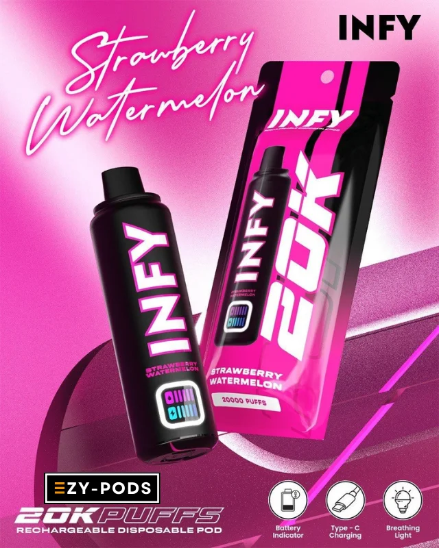 Infy 20k พอตใช้แล้วทิ้ง 20000 คำ กลิ่น Strawberry Watermelon