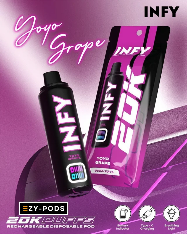 Infy 20k พอตใช้แล้วทิ้ง 20000 คำ กลิ่น Yoyo Grape
